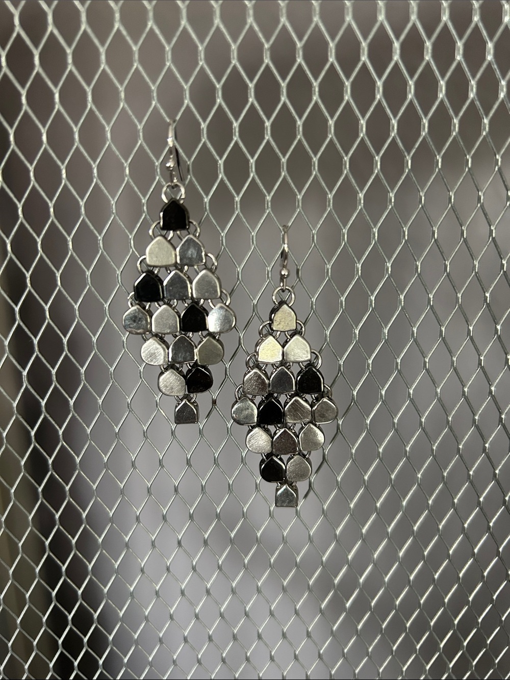Silver and Black Dangle Earrings